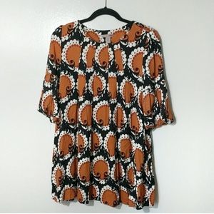H&M Pumpkins Fall 70s Style Bell Sleeve Mini Dress Sz 6